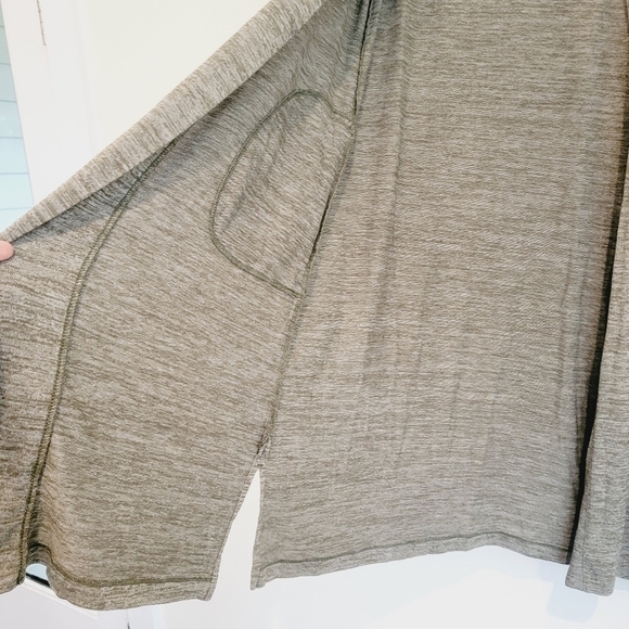 Lands' End Heathered Loden Moss Green Open Front Cardigan w/ Pockets Large Tall - Picture 8 of 10